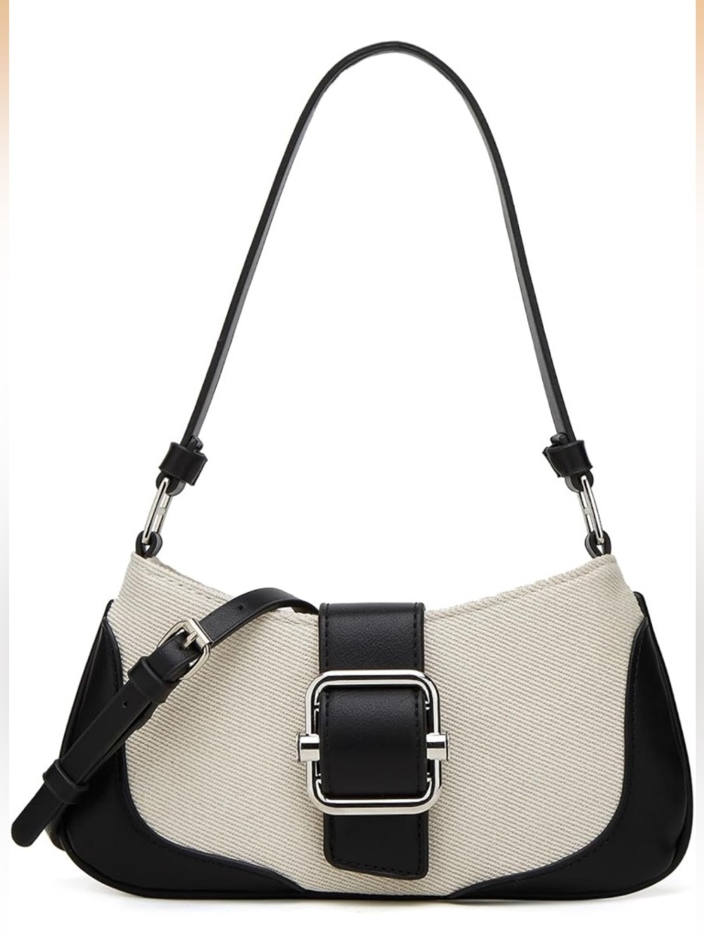 *NWOT* Black and White Denim Hobo Bag